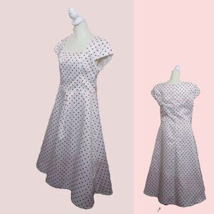 50s Red Polka-dot Rockabilly Costume Swing Dress size 13/14 Beautifully Modest